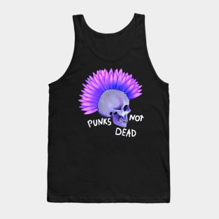 Punks not dead skull violet flower Tank Top